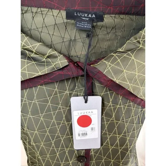 NWT Luukaa Dream Green & Maroon Cropped Jacket #0694B Size S - Picture 5 of 5